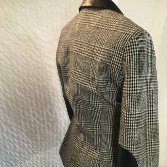 Michael Kors houndstooth blazer w leather details - Picture 4 of 11